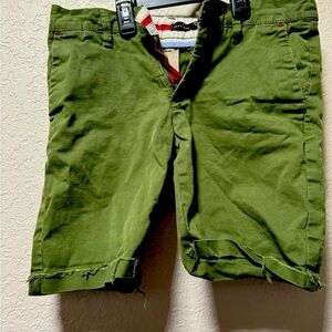 Zara Men Green Flat Front Shorts